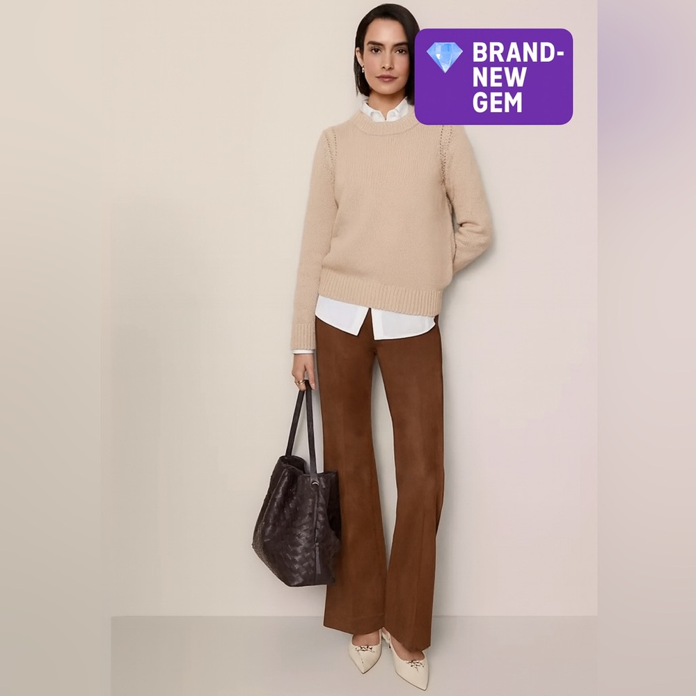 Anne Taylor Brown Flare Faux Suede Pants